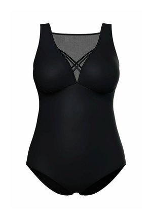 Ulla Popken, STRAPPY MESH PANEL ONE PIECE SWIMSUIT - Uimapuku - black
