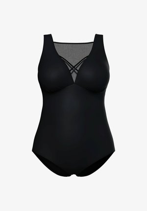 Ulla Popken, STRAPPY MESH PANEL ONE PIECE SWIMSUIT - Uimapuku - black