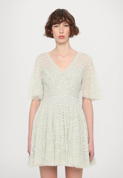 Needle & Thread LEILA DOT V NECK CAPE MINI DRESS - Cocktailkleid/festliches Kleid - mist