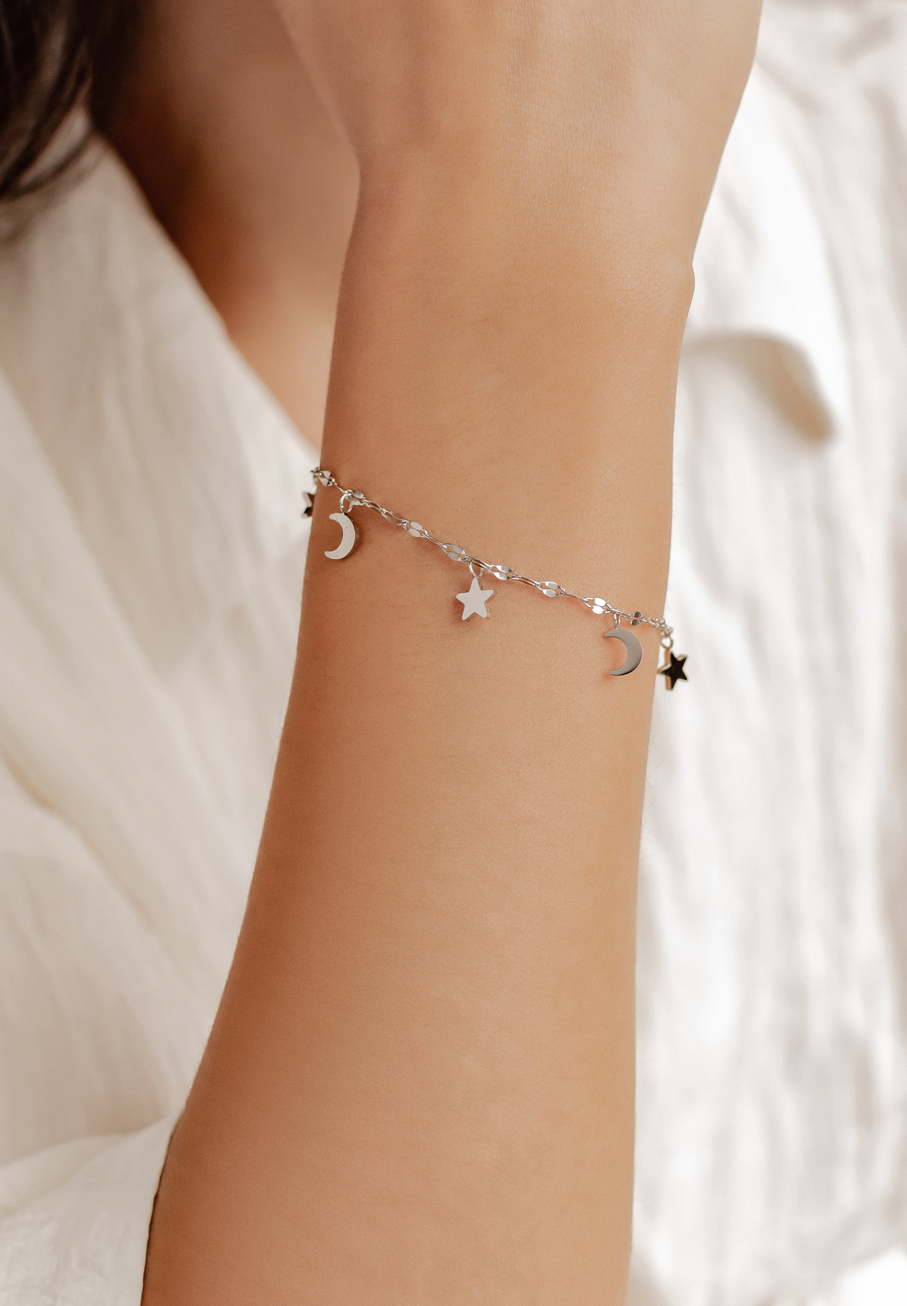Hey Happiness STAR AND MOON - Bracelet - silver-coloured - Zalando