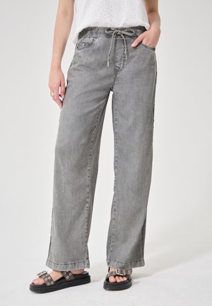 Street One Studio WIDE LEG JEANS MIT ELASTIKBUND - Wide leg - grey authentic wash