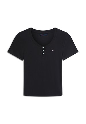 Tommy Jeans, SLIM HENLEY TEE - T-shirts print - black