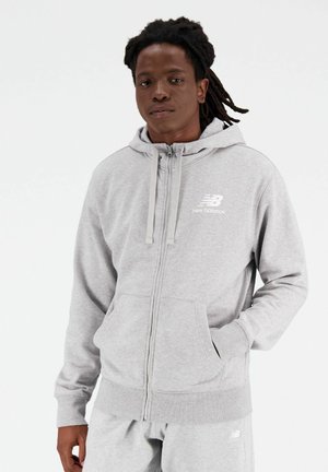 ESSENTIALS STACKED LOGO - Felpa con zip - athletic grey