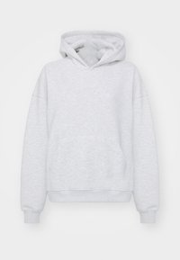 Ljust grå huvtröja gjord av mjukt tyg. Har en framficka och ribbade ärmslut. Avslappnad passform med en minimalistisk design.