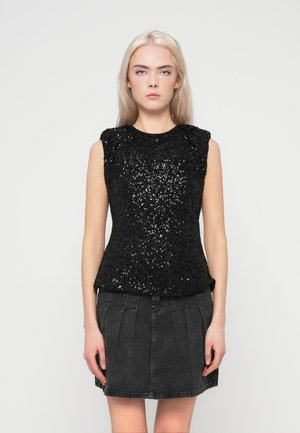 VIKAIYA O NECK SEQUIN - Μπλούζα - black beauty