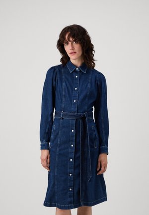 PUFF SLEEVES DRESS - Robe en jean - dark blue