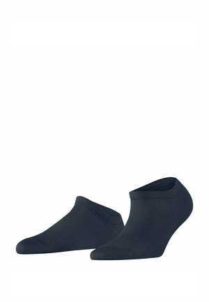 Chaussettes noires de cheville fabriquées à partir d'un matériau lisse et élastique. Dotées d'un bord côtelé et d'un orteil sans couture pour plus de confort.