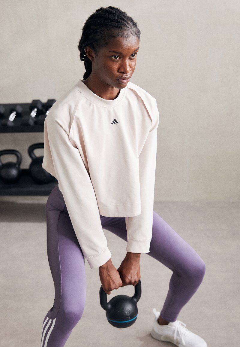 adidas Performance POWER COVER UP - Top dugih rukava - putty mauve/black