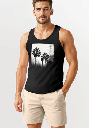 PALMEN VINTAGE STYLE FRONTPRINT BEACH - Top - schwarz