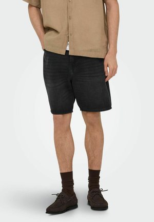 Only & Sons JEANS-SHORTS ONSFADE MID RISE GERADE GESCHNITTEN SHORTS - Jeansshorts - washed black