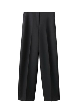 Pantalons larges noirs à taille haute et plis avant, conçus pour un usage formel ou professionnel.
