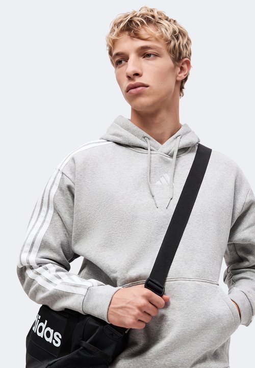 adidas ESSENTIALS 3 STRIPES HOODIE - Hoodie - medium grey heather/white — photo 4