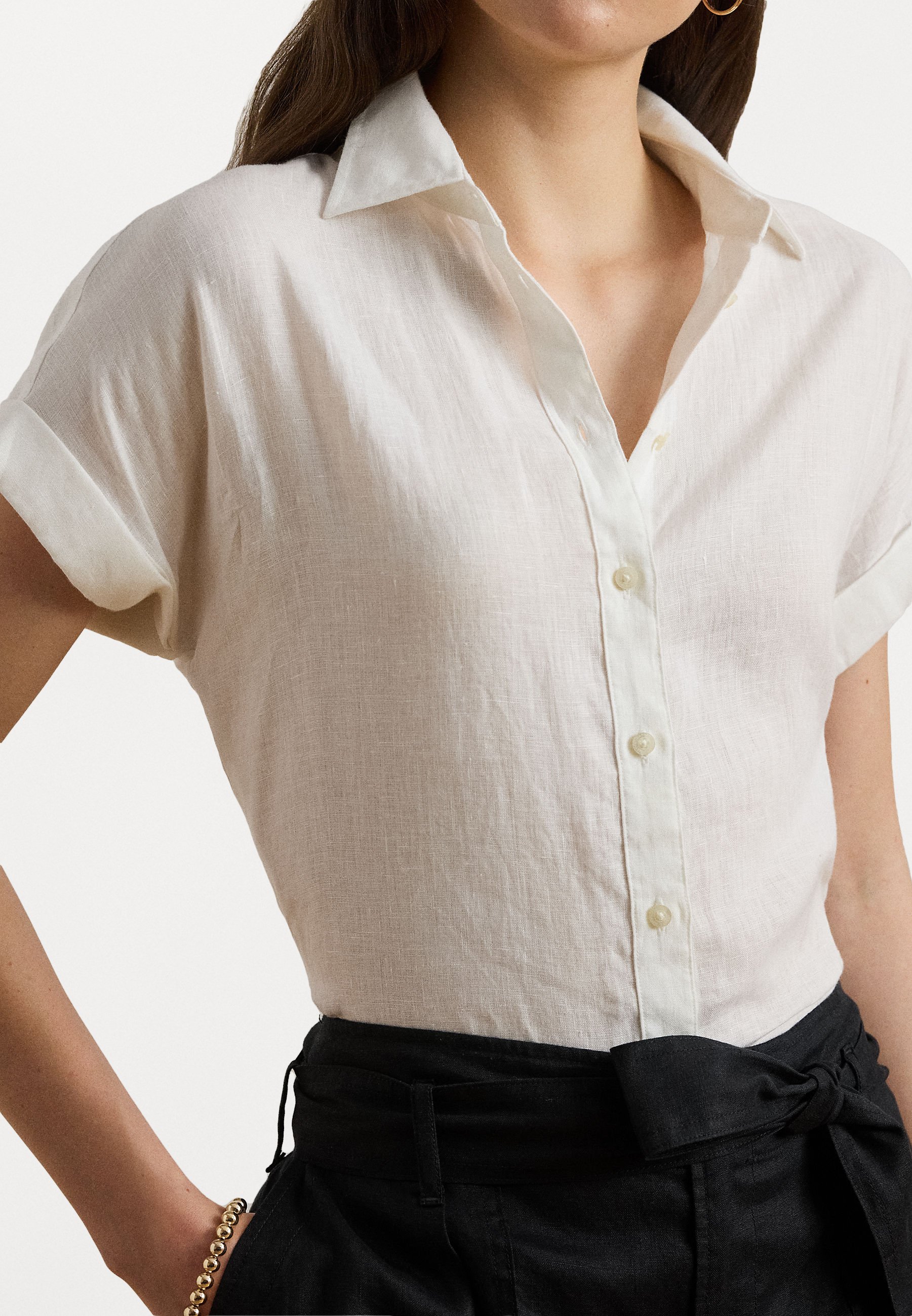 Lauren Ralph Lauren Petite RELAXED FIT LINEN SHORT SLEEVE