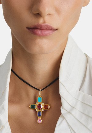 THOMAS SABO, ANHÄNGER KREUZ MIT STEINEN - Ciondolo - gold-coloured