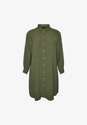 Zizzi, LANGES HEMD MIT EINER LEICHTEN TEXTUR - Shirt dress - grün