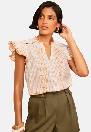 Love & Roses, EMBROIDERY CUTWORK FLUTTER SLEEVE BLOUSE - Bluse - neutral stripe