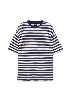 PULL&BEAR, REGULAR FIT STRIPED - T-SHIRT - T-Shirt print - mottled light blue