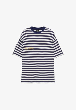 PULL&BEAR, REGULAR FIT STRIPED - T-SHIRT - T-Shirt print - mottled light blue