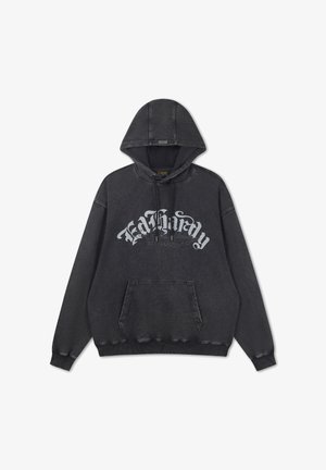 Ed Hardy, MENS GOTHIC FLAMING DRAGON ACID WASH RELAXED HOODIE - Hoodie - black