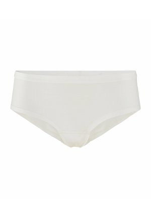 Witte katoenen hipster onderbroeken met een gladde textuur, elastische tailleband en naadloze zijkanten, met een klassiek ontwerp zonder patronen of versieringen.