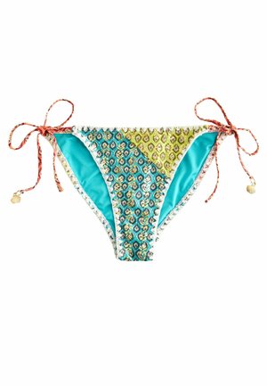 CHARM TIE SIDE - Bikini alsók - teal pink foil woodblock