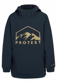 Felpa con cappuccio blu navy caratterizzata da una grande grafica dorata di una montagna e il testo "PROTEST". Realizzata in un tessuto morbido e resistente con polsini a coste.