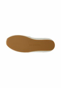 Semelle en caoutchouc marron d’une chaussure avec le nom de la marque "wojas" embossé au centre, présentée sur fond blanc.