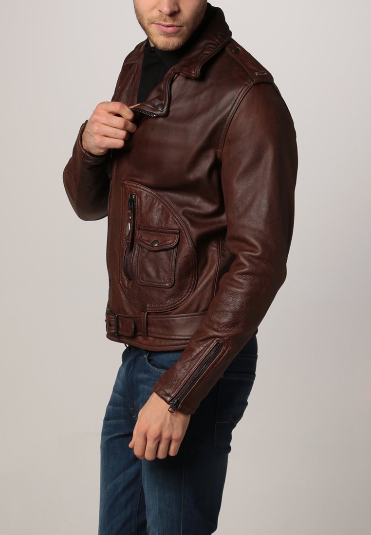 Schott Made in USA 629 - Leather jacket - brown/dark brown - Zalando