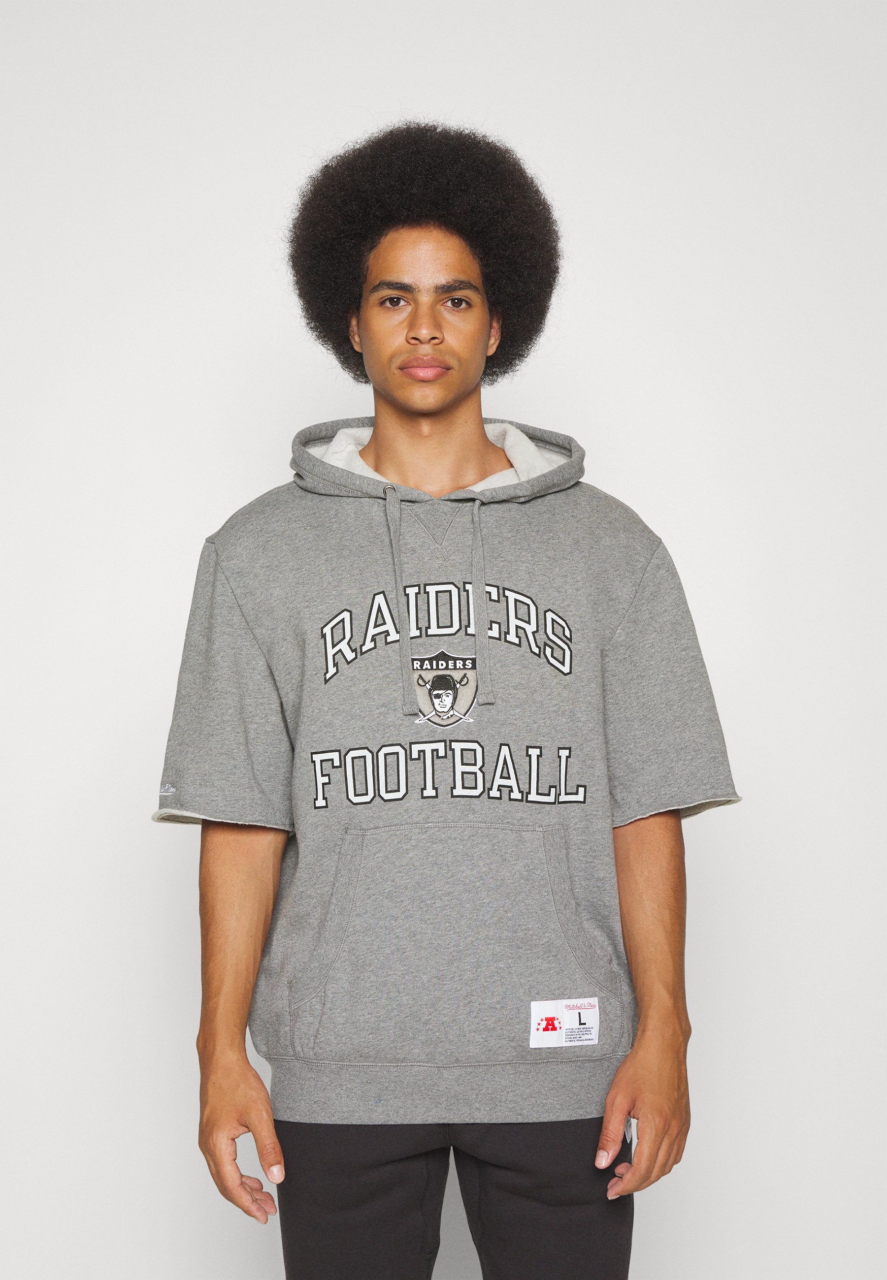 Mitchell u0026 Ness OAKLAND RAIDERS NFL SHORT SLEEVE HOOD - Club wear - grey  heather/light grey - Zalando.co.uk
