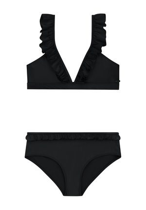 BELLA FIXED SET RUFFLE - Costum de baie din două piese - black