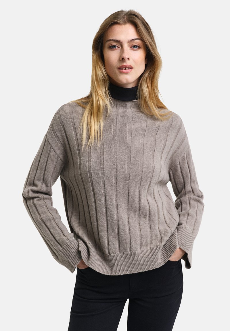 GANT WIDE STAND COLLAR - Pullover - warm grey