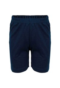 Navyblaue Shorts mit elastischem Bund, schlichter Gestaltung, knielang und aus weichem Stoff.