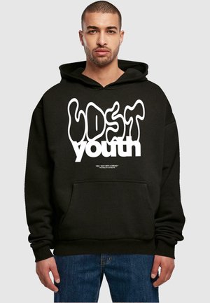 Sort hættejakke lavet af en bomuldsblanding med et stort hvidt grafik "LOST youth" og en frontlomme. Afslappet pasform med snoretræk i hætten.