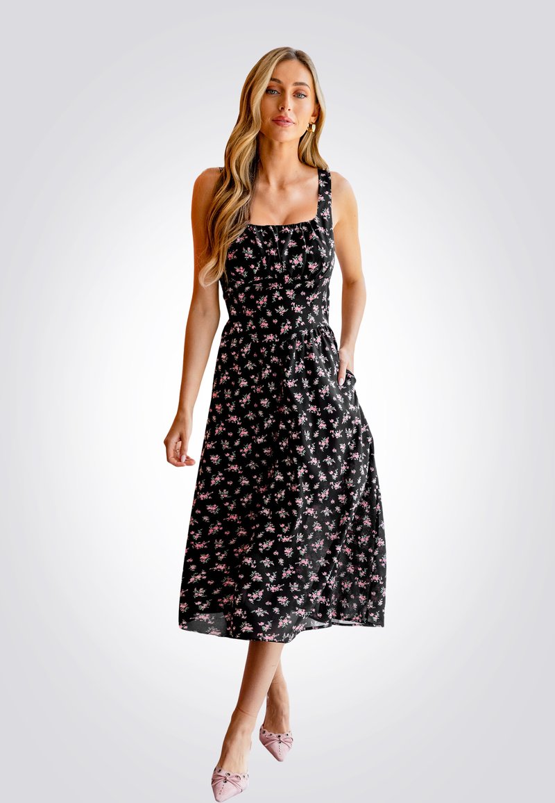Cupshe DITSY FLORAL PRINT - Vestido informal - black pink