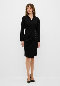 adL DRAPED BUTTON-FRONT - Pouzdrové šaty - black