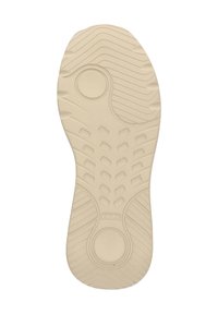 Beige Gummisohle mit kreisförmigen und chevronförmigen Profilmustern, strukturiertem Griff und "X.V.P SOFT&STRONG"-Prägung in der Nähe der Ferse.