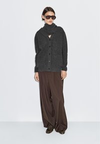 Massimo Dutti BUTTONED LONG SLEEVE WITH SCARF - Cardigan - dark grey