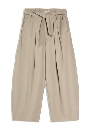 Bershka, BELT BARREL-LEG - TROUSERS - Pantalon classique - sand