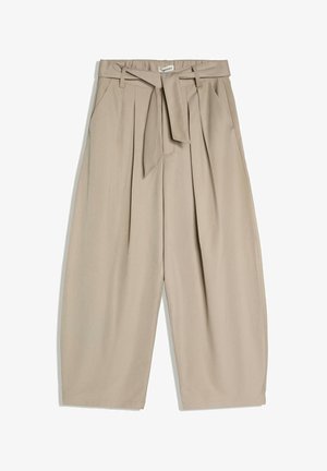 Bershka, BELT BARREL-LEG - TROUSERS - Stoffhose - sand