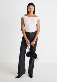 Weekday RUCHED OFF SHOULDER Basic T-shirt white