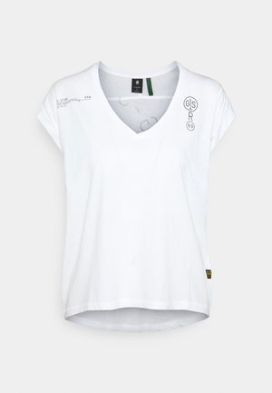 BACKPRINT LOOSE V NECK - T-shirt print - white