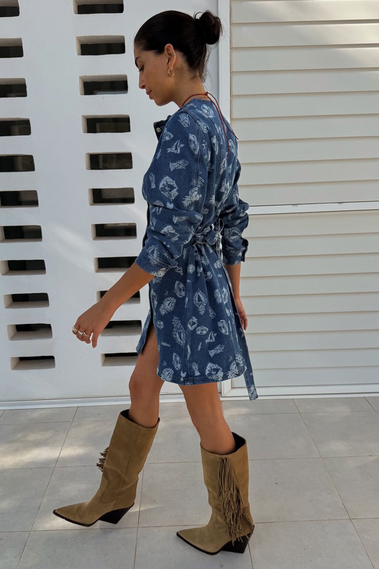 Never Fully Dressed DELORIS DRESS - Denim dress - blue - Zalando.co.uk
