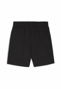Pantaloni sportivi neri con elastico in vita, tessuto morbido e taglio dritto. Presentano un design semplice senza motivi visibili o dettagli.