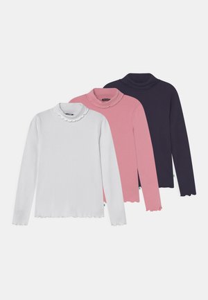 BASICS - Long sleeved top - weiß/mauve/nachtblau