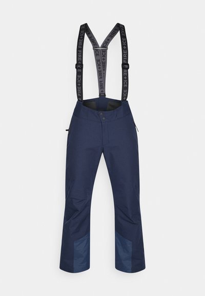 Ναυτικά αδιάβροχα παντελόνια με ρυθμιζόμενες μαύρες τιράντες. Διαθέτουν τσέπες με φερμουάρ και ενισχυμένο κάτω μέρος ποδιού για ανθεκτικότητα.