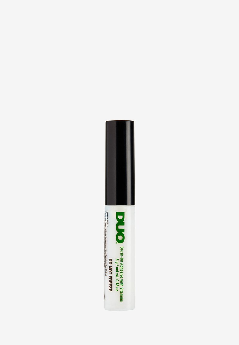 Colla Duo Brush-On in un tubo trasparente con tappo nero, con testo verde e design semplice, dimensione 5g, etichettato "NON FARE FREEZE".