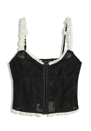 Bershka, LACE CORSET TOP - TOP - Top - black