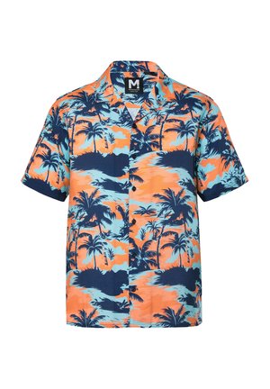 Men Plus, SHIRT, SHORT SLEEVES, CUBAN COLLAR, BOXY FIT, ALL-OVER PRINT, UP TO 8XL - Shirt - coral