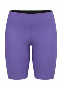 Lila Radsportshorts mit glatter Oberfläche, featuring einen hohen Bund, atmungsaktive Mesh-Akzente am Saum und verstärkten Nähten.