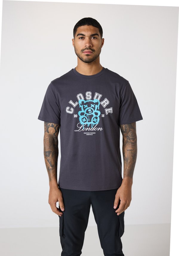 VARSITY TEDDY OUTLINE TEE - Print T-shirt - charcoal